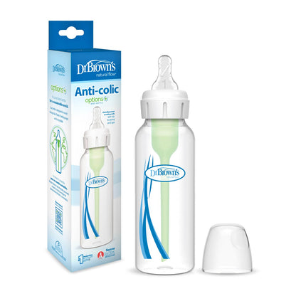 Dr. Brown's Natural Flow Anti-Colic Options+ Narrow Baby Bottle, with Level 1 Slow Flow Nipple