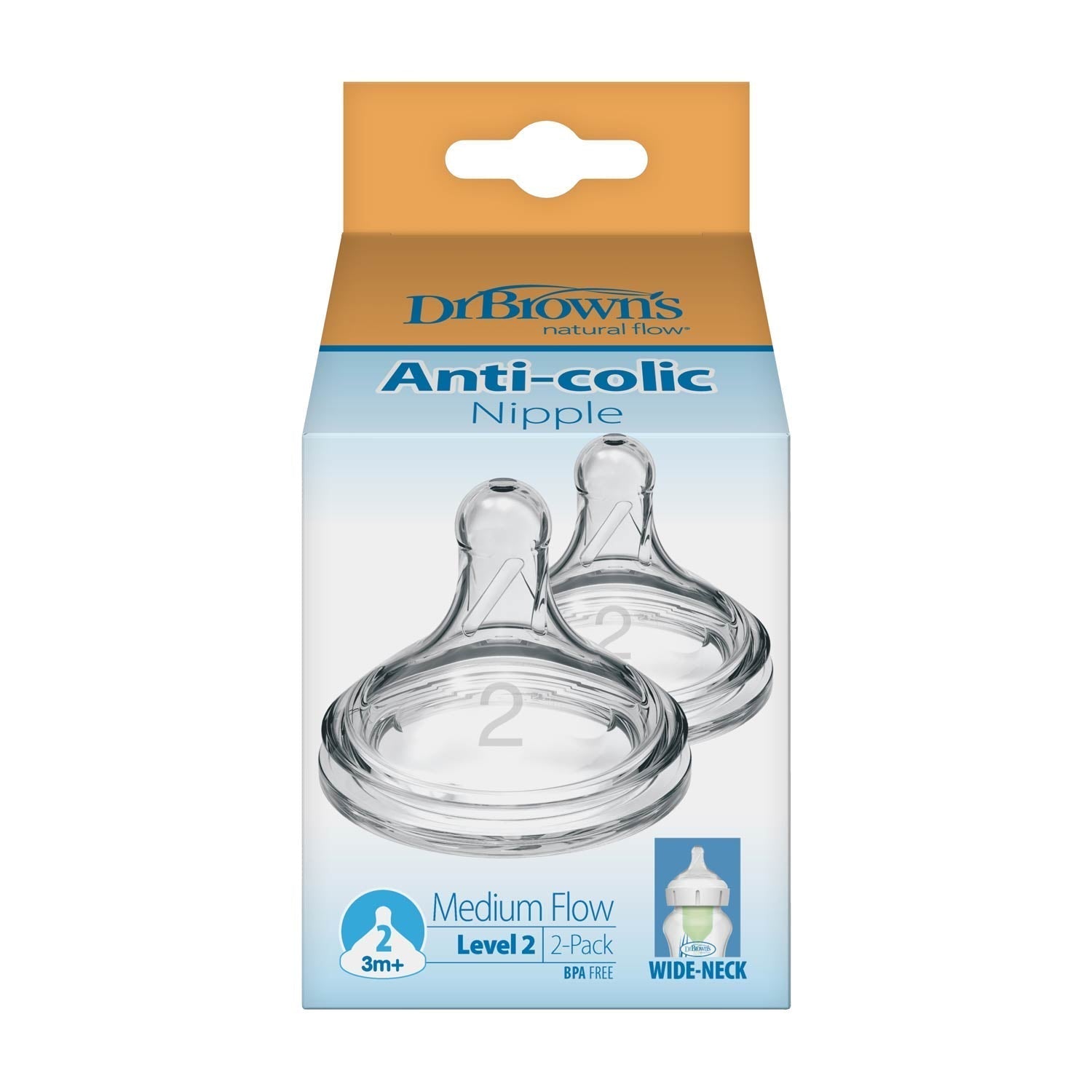 Dr. Brown's Natural Flow Wide-Neck Baby Bottle Silicone Nipple