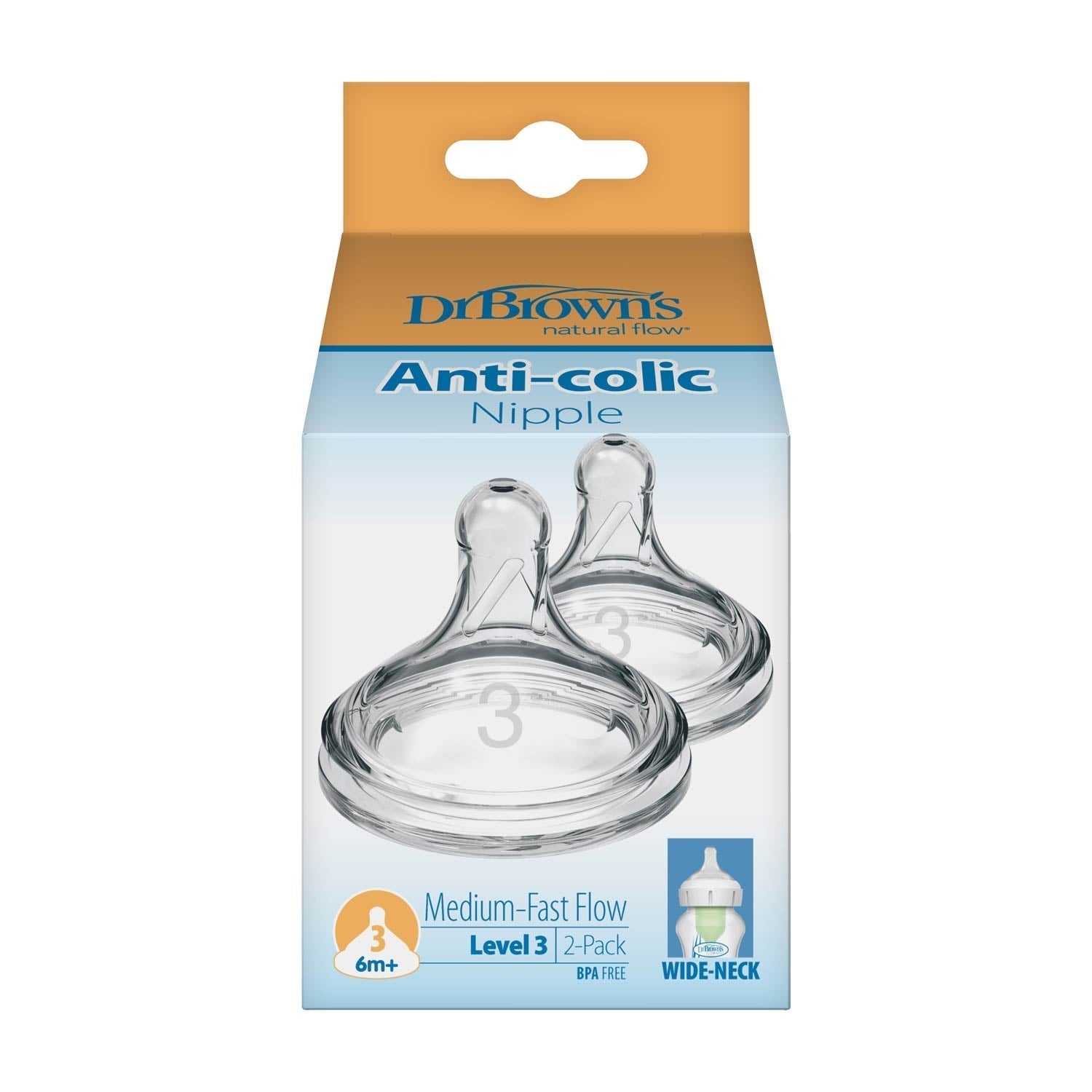 Dr. Brown's Natural Flow Wide-Neck Baby Bottle Silicone Nipple