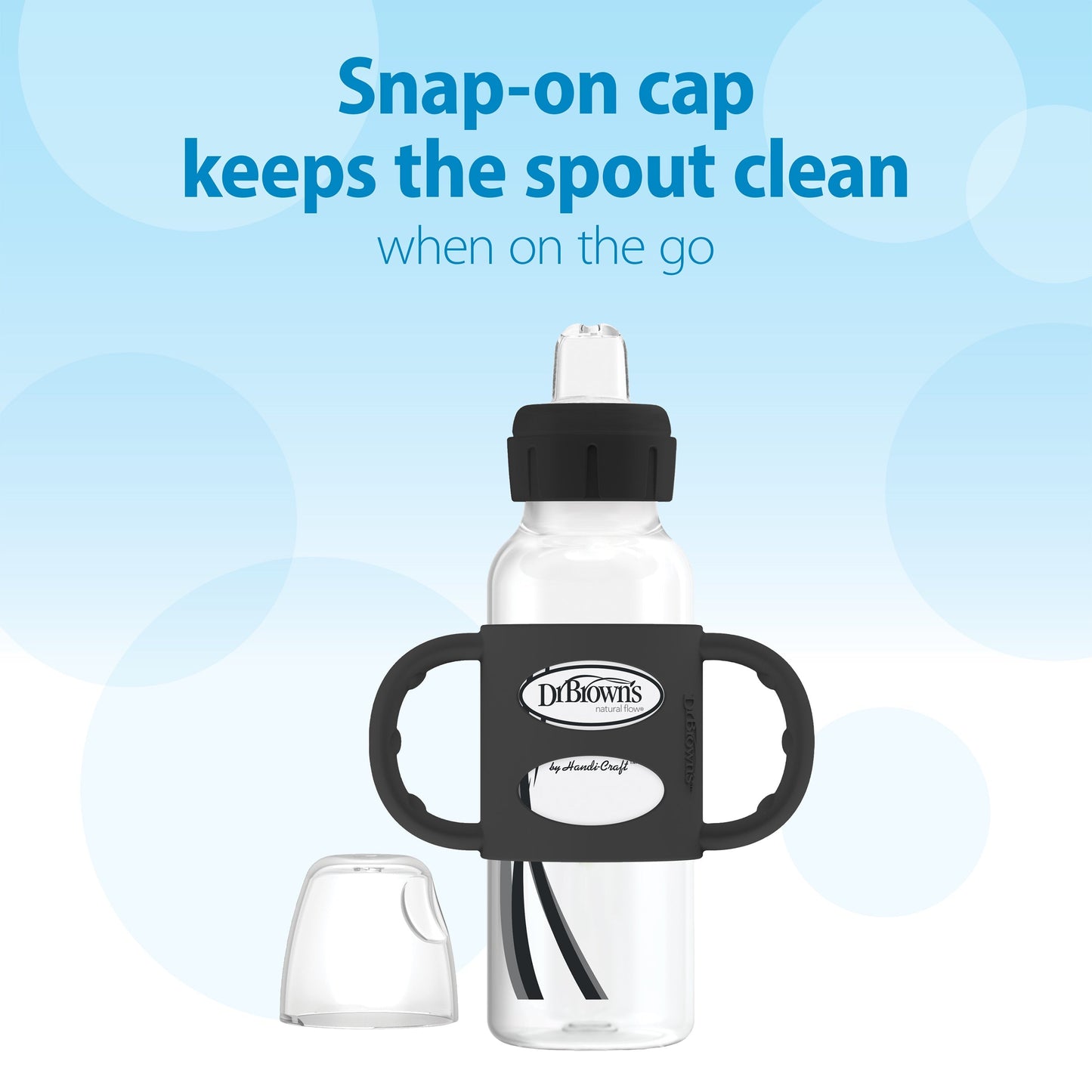 Dr. Brown's Milestones Narrow Sippy Spout Bottle with Silicone Handles, 8 oz/250 mL