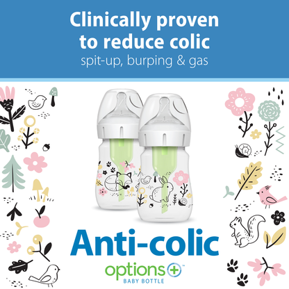 Dr. Brown's Natural Flow Anti-Colic Options+ Wide-Neck Baby Bottle, 5oz/150mL, 2-Pack