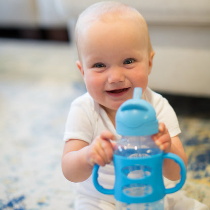 Dr. Brown's Milestones Wide-Neck Sippy Straw Bottle with Silicone Handles, 9 oz/270 mL