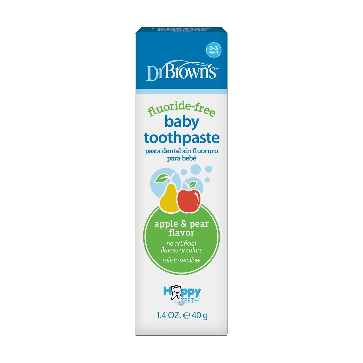 Dr. Brown’s™ Fluoride-Free Baby Toothpaste, Apple Pear, 1.4oz/40g, 1-Pack