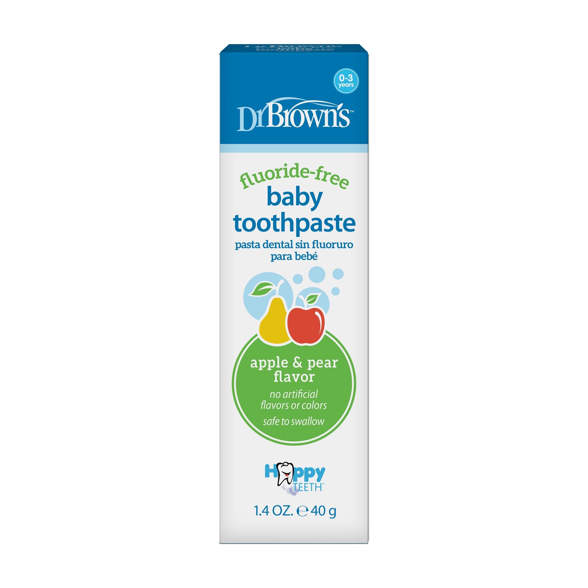 Dr. Brown’s™ Fluoride-Free Baby Toothpaste, Apple Pear, 1.4oz/40g, 1-Pack