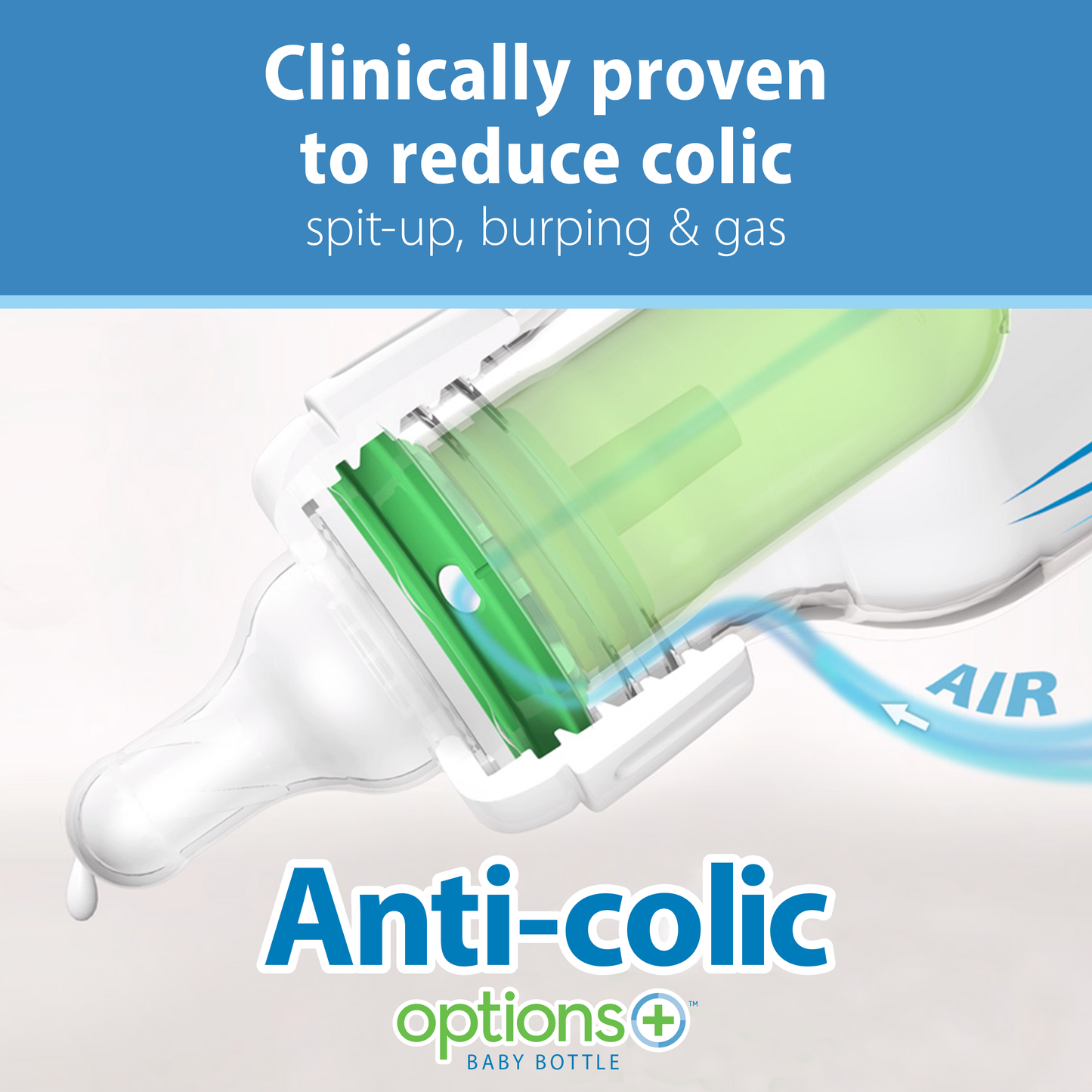Dr. Brown's Natural Flow Anti-Colic Options+ Narrow Baby Bottle, with Level 1 Slow Flow Nipple