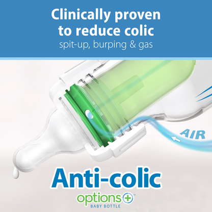Dr. Brown's Natural Flow Anti-Colic Options+ Narrow Baby Bottle, with Level 1 Slow Flow Nipple