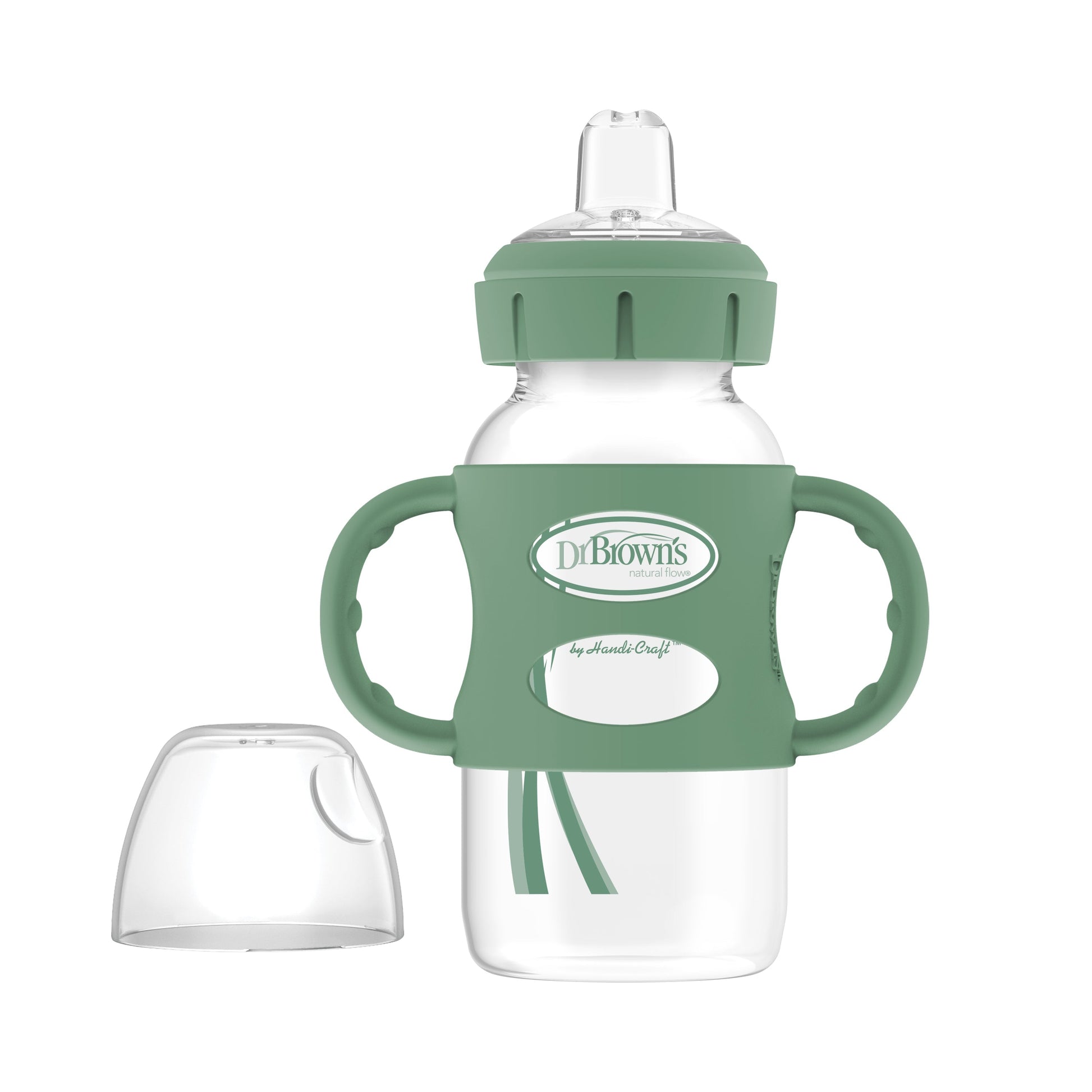 Dr. Brown's Milestones Wide-Neck Sippy Spout Bottle with Silicone Handles, 9 oz/270 mL
