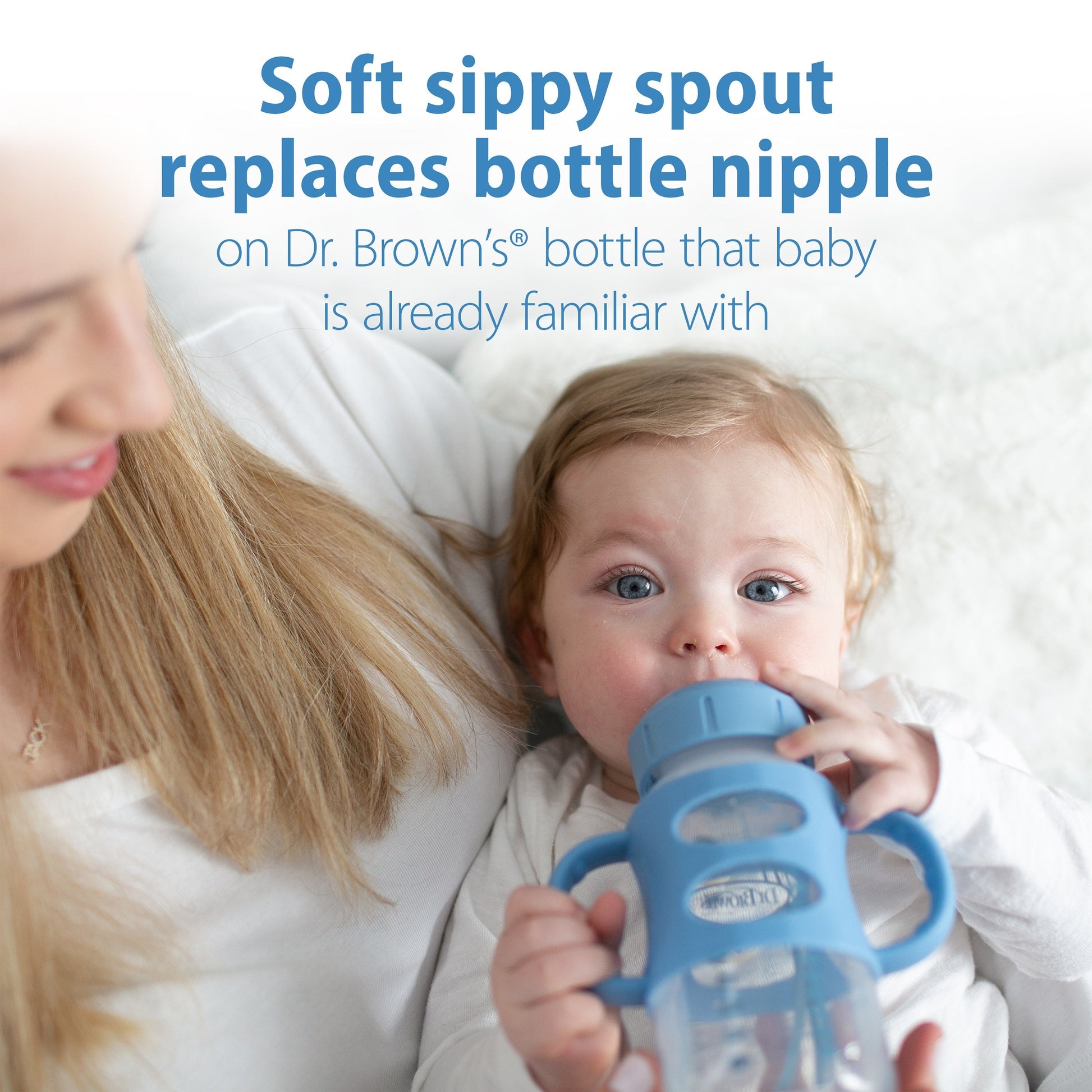 Dr. Brown's Milestones Wide-Neck Sippy Spout Bottle with Silicone Handles, 9 oz/270 mL