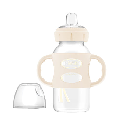 Dr. Brown's Milestones Wide-Neck Sippy Spout Bottle with Silicone Handles, 9 oz/270 mL