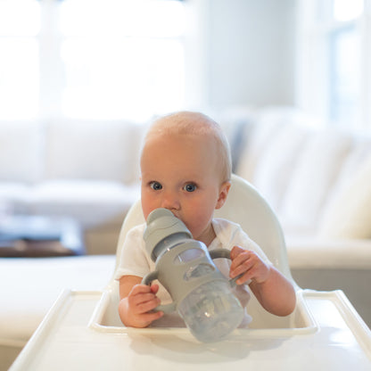 Dr. Brown's Milestones Wide-Neck Sippy Straw Bottle with Silicone Handles, 9 oz/270 mL